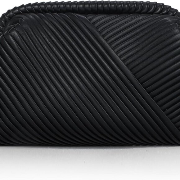 Women Ruched Clutch Purse PU Leather Evening Bag with Chain Crossbody - Picture 1 of 8